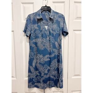 REYN SPOONER LIMITED ISSUE HAWAIIAN PEINT BLUE PERFORMANCE DRESS SIZE MEDIUM